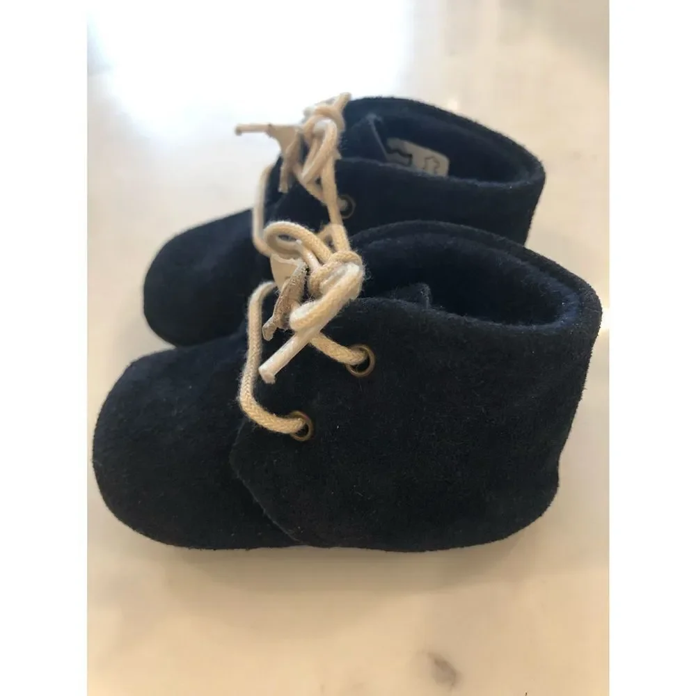 Cuquito Navy Suede Lace Up Baby Shoes, size 2, 3-6 months - Picture 2 of 6